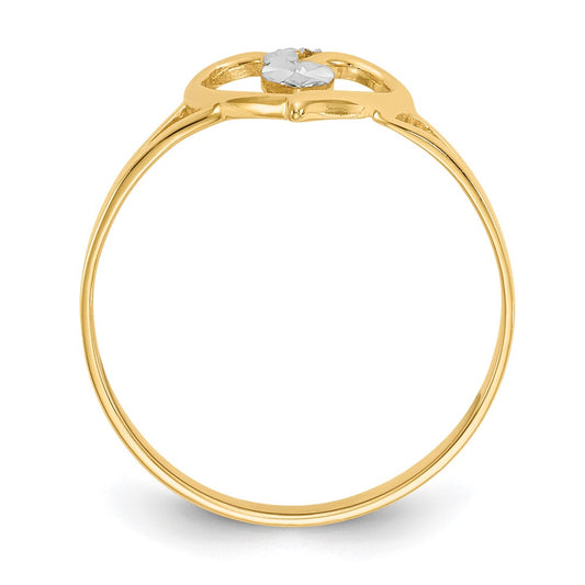 High-Quality 14K Gold Heart-Shaped Ring with White Rhodium Finish - Stylish Value