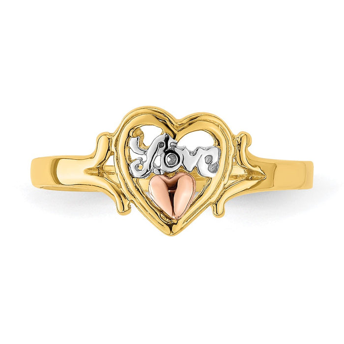 Shop Designer 14K Yellow & Rose Gold Rhodium-Plated Love Heart Ring - Stylish Value!-5
