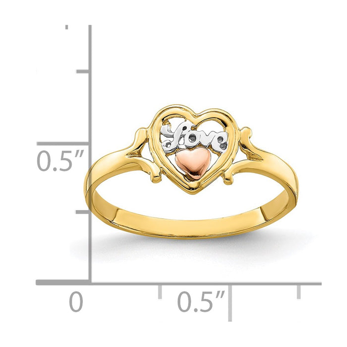 Shop Designer 14K Yellow & Rose Gold Rhodium-Plated Love Heart Ring - Stylish Value!-4