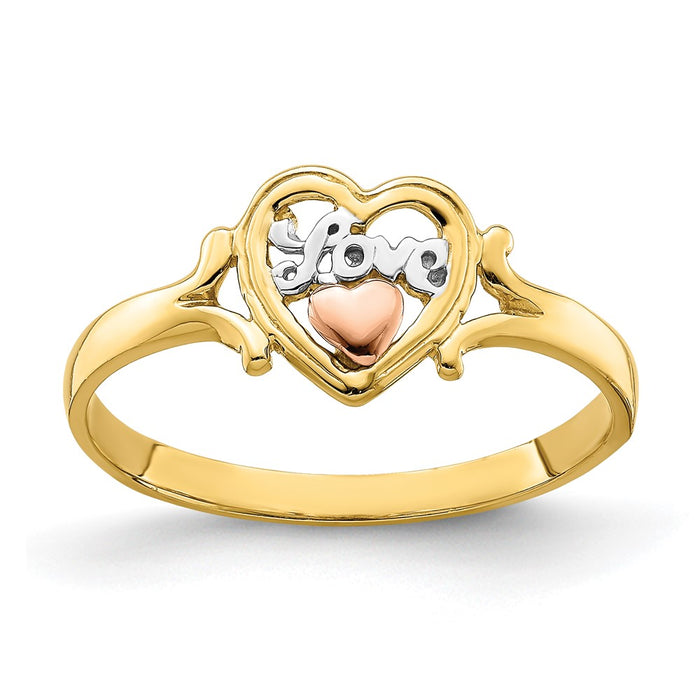 Shop Designer 14K Yellow & Rose Gold Rhodium-Plated Love Heart Ring - Stylish Value!-1