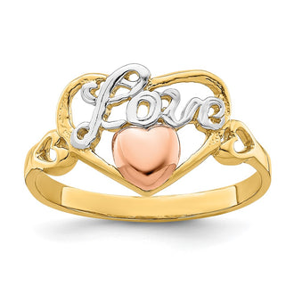 Shop Exclusive 14K Yellow & Rose Gold Rhodium-Plated Love Heart Ring | Stylish Value