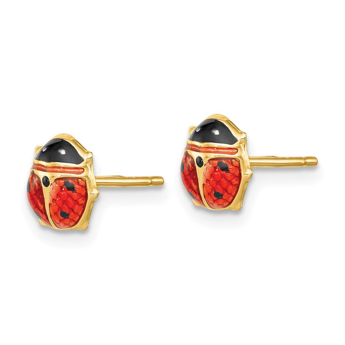 Shop Stylish 14K Gold Enamel Ladybug Earrings | Affordable Luxury Accessory-2