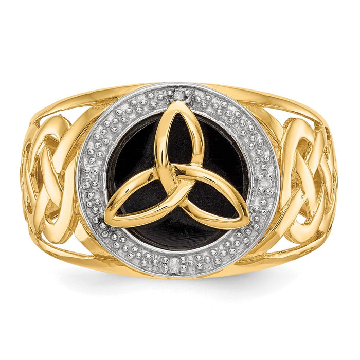 Buy Exclusive 14K Gold & Rhodium Onyx Diamond Trinity Ring - Stylish Luxury!-4