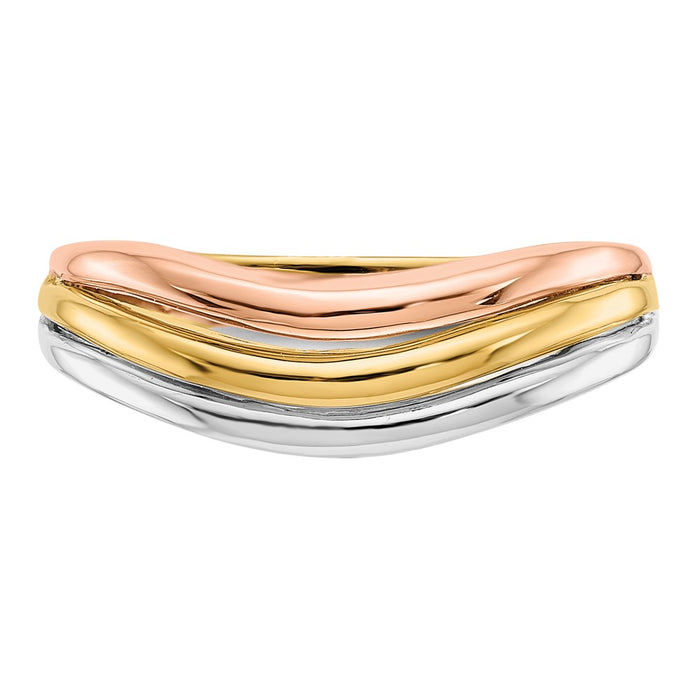 Shop 14K Tri-Color Elegant Open Design Ring - Stylish Luxury for Any Occasion-4