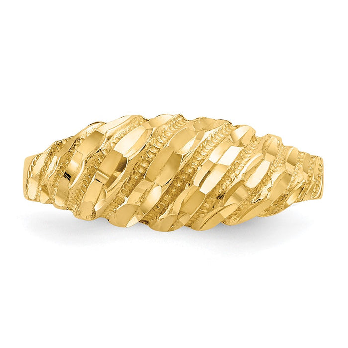 Exclusive 14K Diamond-Cut Dome Ring - Stylish Design, Affordable Luxury-4