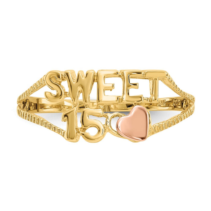 Buy Exclusive 14K Two-Tone Sweet 15 Heart-Shaped Ring - Stylish & Affordable-4