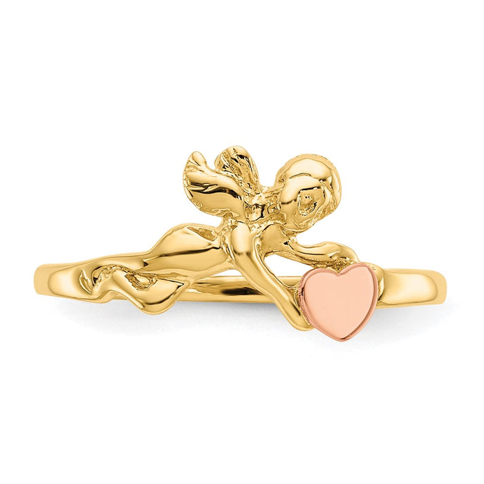 Buy Stylish 14K Two-Tone Heart Ring | Exclusive Angel Design, Satin Finish-4
