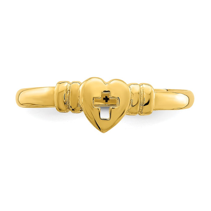 Shop Exclusive 14K Gold Heart Ring - Stylish Cut-Out Cross Design, Affordable-4