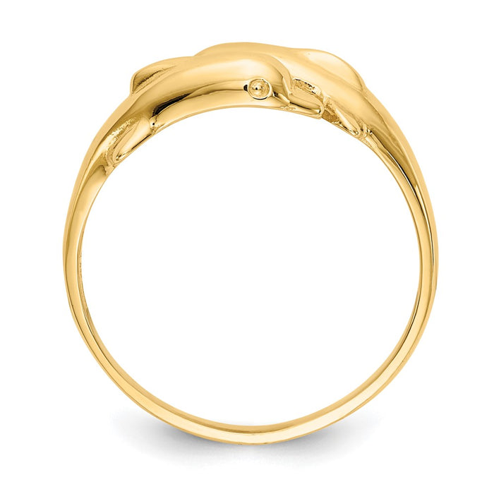 Shop Stylish 14K Gold Double Dolphin Ring - Affordable Luxury Jewelry-2
