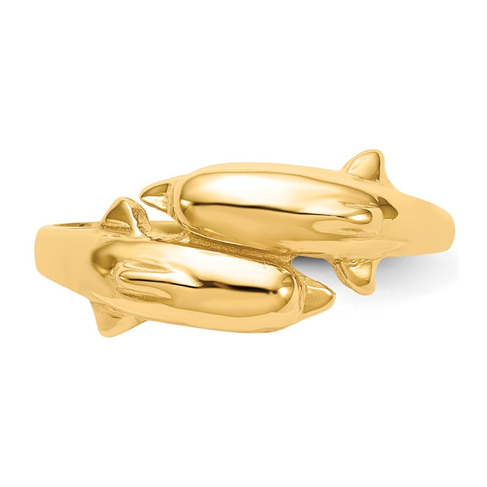 Shop Stylish 14K Gold Double Dolphin Ring - Affordable Luxury Jewelry-4