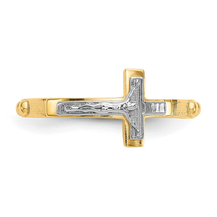 Shop 14K Two-Tone Gold Crucifix Rosary Ring - Stylish & Affordable Design-4