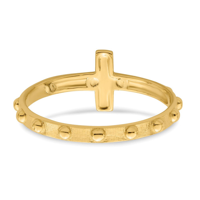 Shop 14K Two-Tone Gold Crucifix Rosary Ring - Stylish & Affordable Design-5