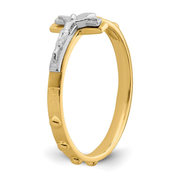 Shop 14K Two-Tone Gold Crucifix Rosary Ring - Stylish & Affordable Design-6