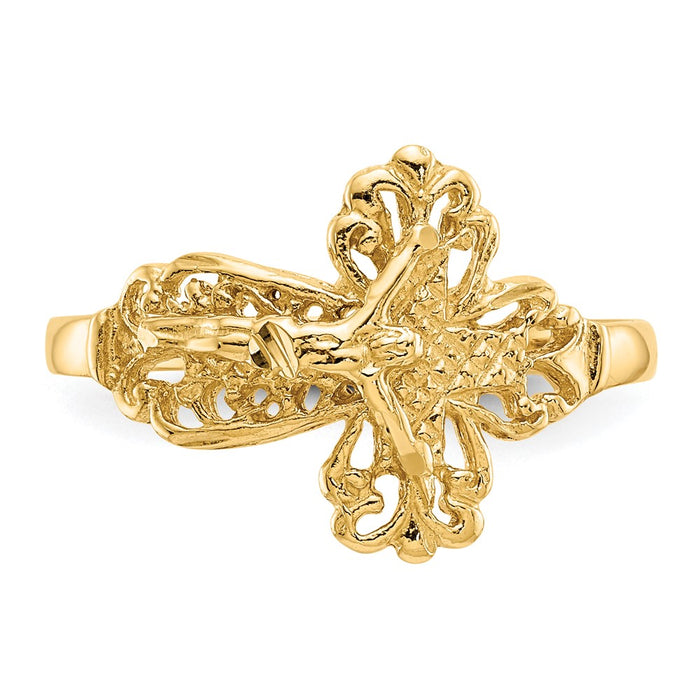 Shop Exclusive 14K Diamond-Cut Crucifix Ring - Stylish & Affordable Value-4