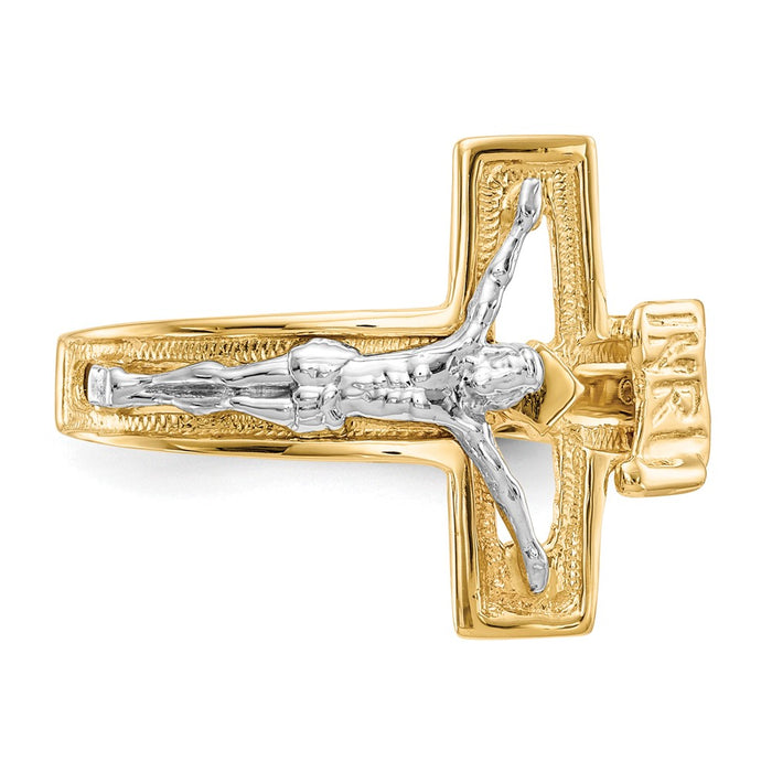 Exclusive 14K Two-Tone Men's Crucifix Ring - Stylish and Affordable Design-4