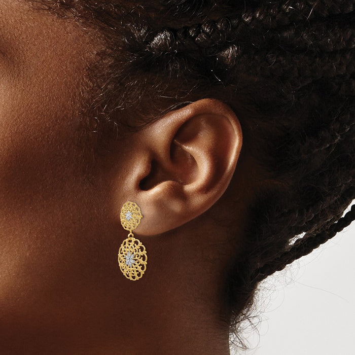 Exclusive 14K White Gold Filigree Medallion Drop Earrings - Stylish Value-3