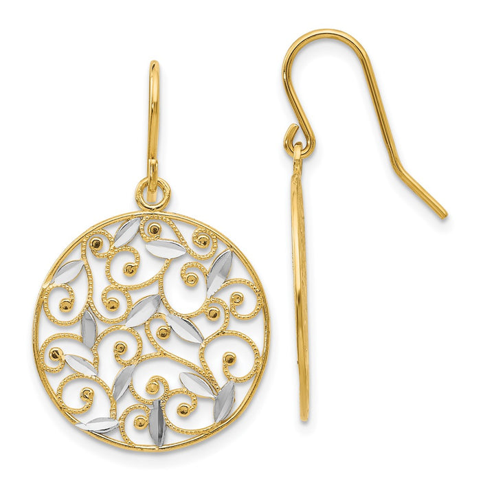 Shop 14K Gold Diamond-Cut Filigree Circle Earrings - Stylish & Affordable Luxury!-1