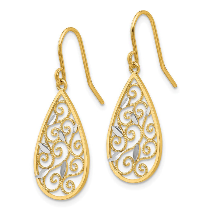 Shop Luxury 14K White Gold Teardrop Earrings - 1.5" Rhodium-Plated Design-2