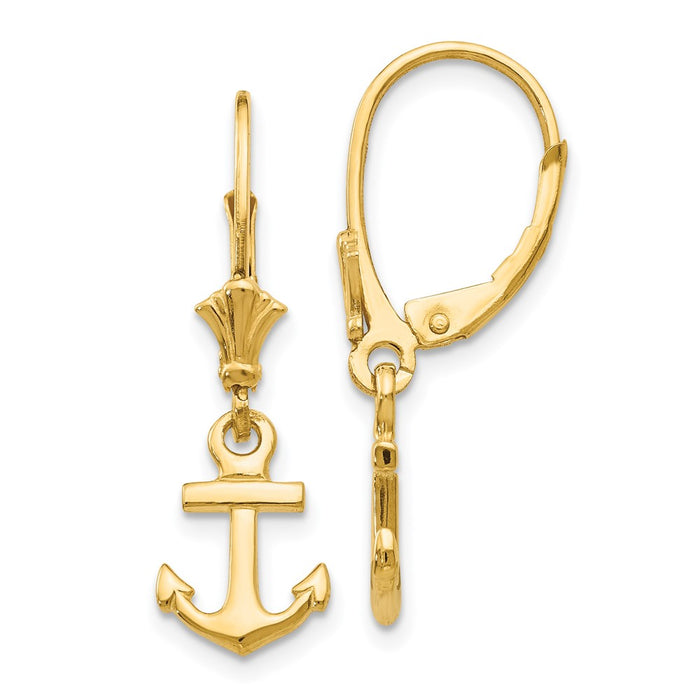 Exclusive 14K Gold Mini Anchor Leverback Earrings - Stylish & Affordable!-1