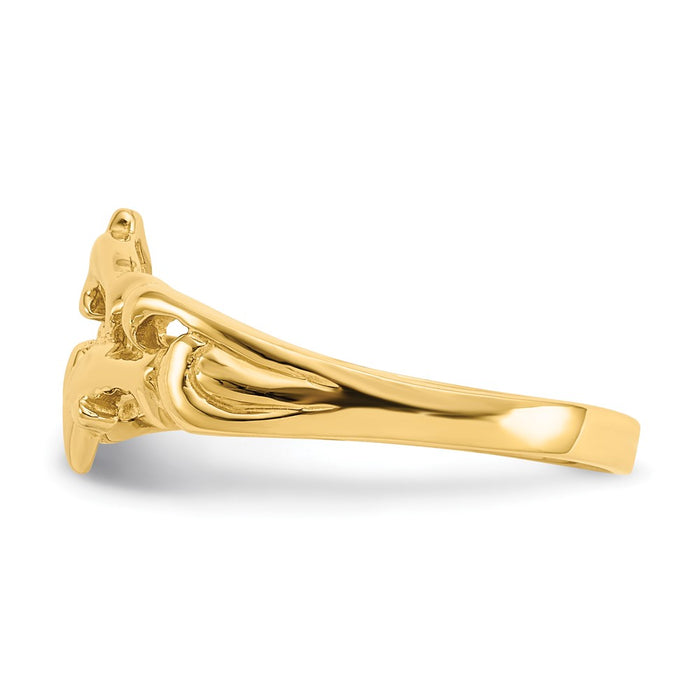 Shop Exclusive 14K Gold Double Dolphin Wave Ring - Stylish & Affordable!-3
