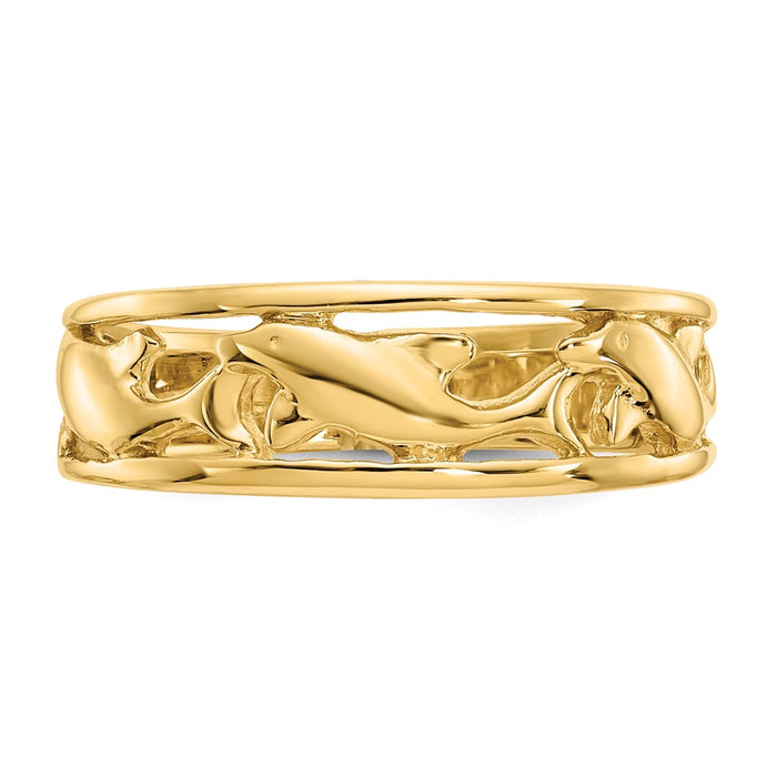Buy Stylish 14K Triple Dolphin Wave Band Ring - Affordable Luxury Jewelry-4