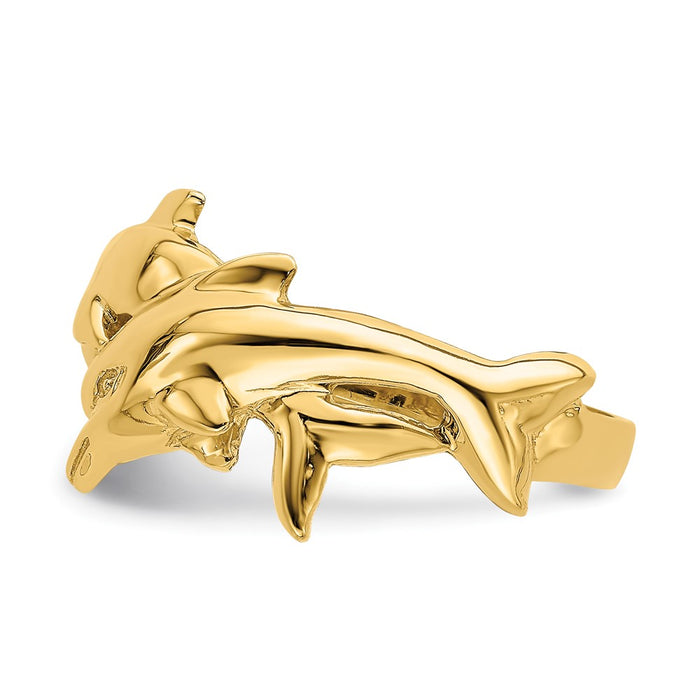 High-Quality 14K Gold Polished Double Dolphin Ring - Stylish & Affordable-3