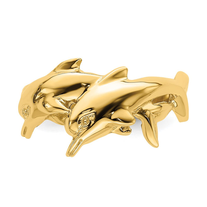 High-Quality 14K Gold Polished Double Dolphin Ring - Stylish & Affordable-4
