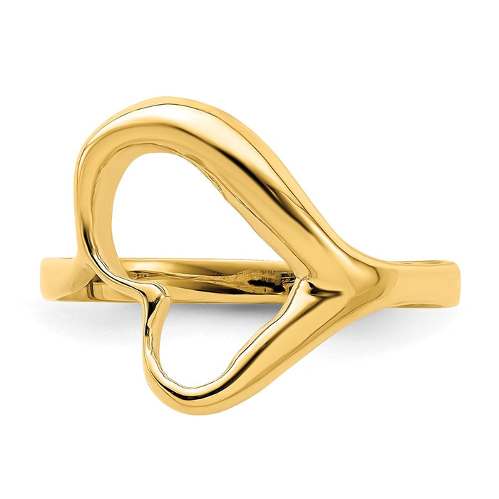 Exclusive 14K Gold Tilted Heart-Shaped Ring - Stylish and Affordable Luxury-4