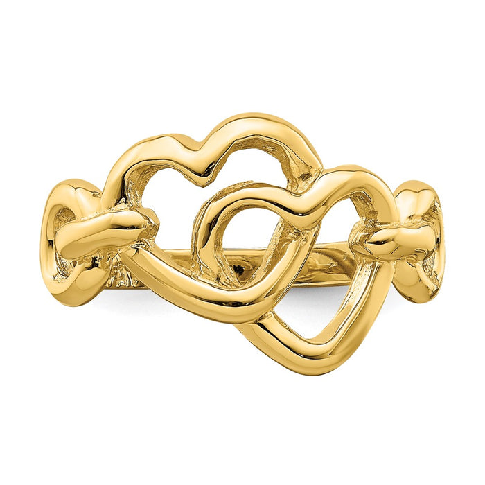 High-Quality 14K Double Heart Cut-Out Ring | Stylish & Affordable Jewelry-4