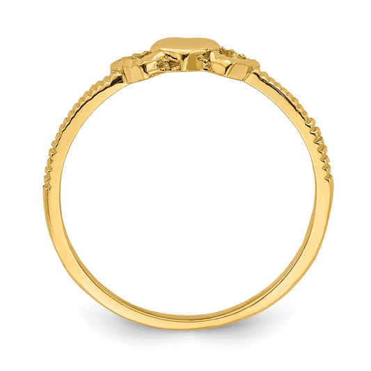 Shop Exclusive 14K Gold Heart Ring with Diamond-Cut Accents - Stylish Choice