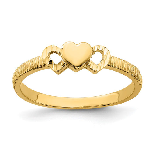 Shop Exclusive 14K Gold Heart Ring with Diamond-Cut Accents - Stylish Choice