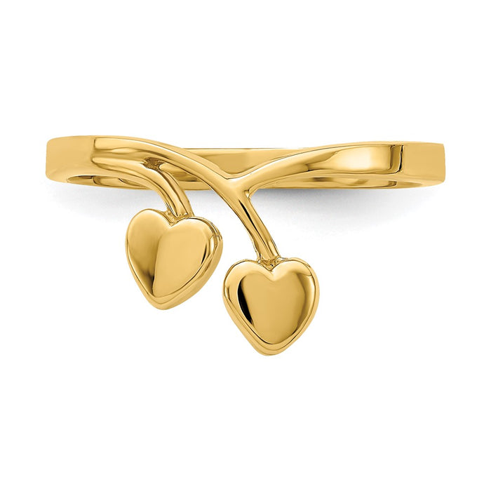 Exclusive 14K Double Heart Drop V-Shaped Ring | Stylish & Affordable Jewelry-4