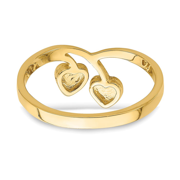 Exclusive 14K Double Heart Drop V-Shaped Ring | Stylish & Affordable Jewelry-5
