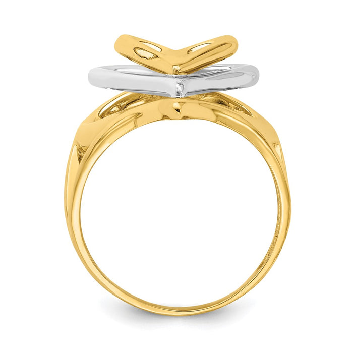 Exclusive 14K Two-Tone Triple Layer Heart Ring - Stylish & Affordable Luxury-2