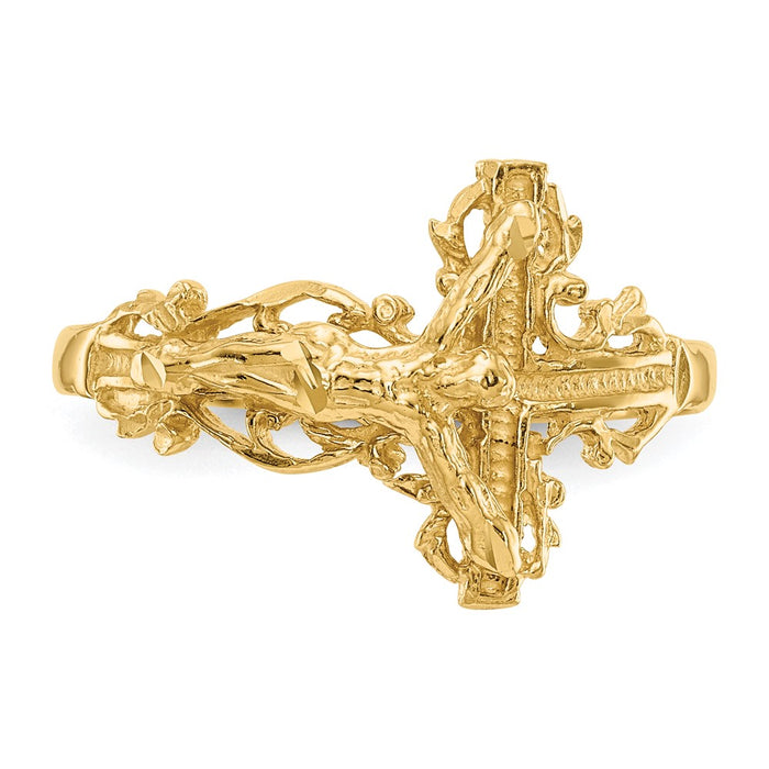 Shop Exclusive 14K Diamond-Cut Cross Ring - Stylish Design, Affordable Price!-4