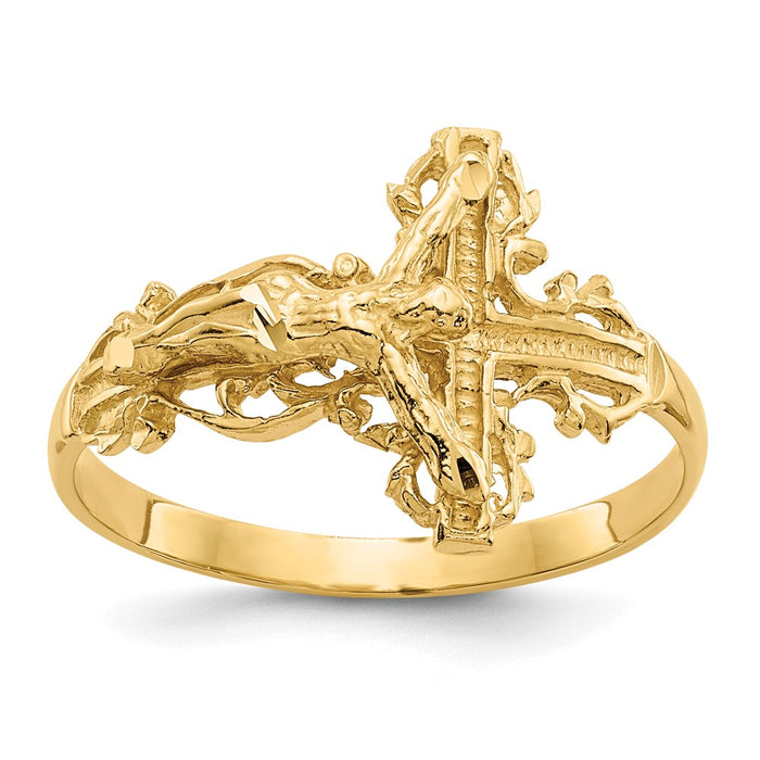 Shop Exclusive 14K Diamond-Cut Cross Ring - Stylish Design, Affordable Price!-1