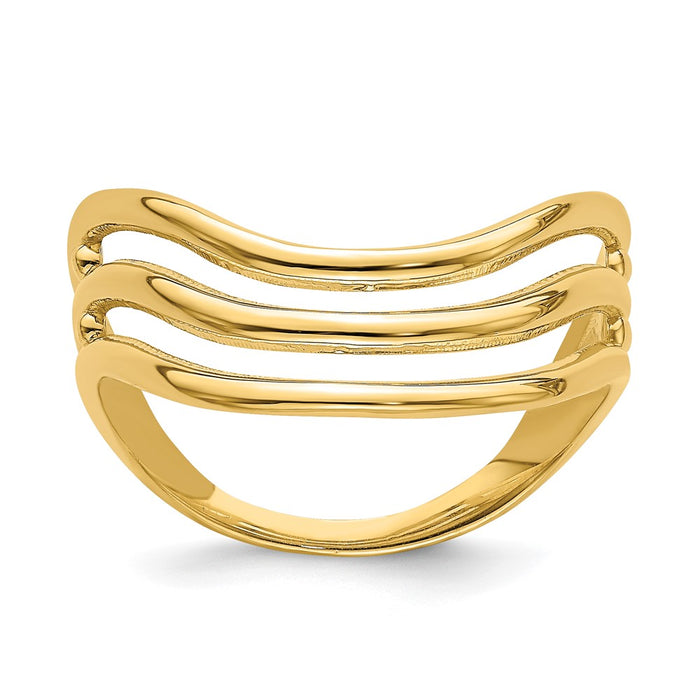 High-Quality 14K Gold Triple Wave Design Thumb Ring - Stylish & Affordable-1
