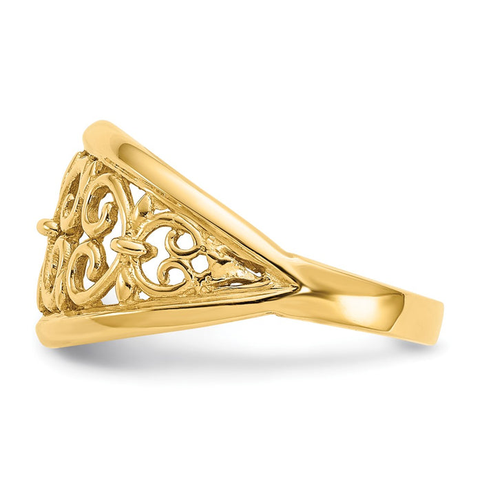 Buy Exclusive 14K Gold Fleur-De-Lis Tapered Ring - Stylish & Affordable Luxury-3
