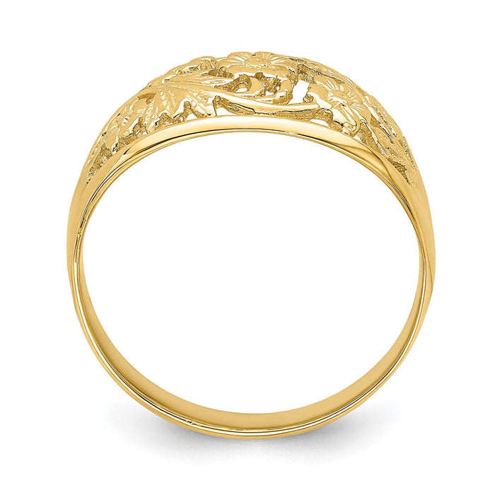 High-Quality 14K Gold Floral Dome Ring - Stylish Design, Affordable Luxury-2
