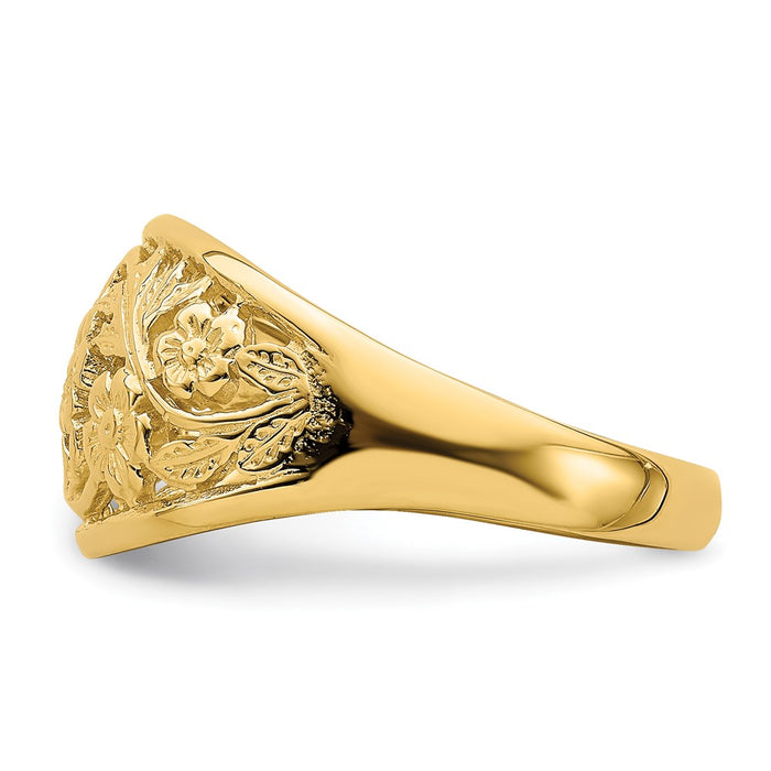 High-Quality 14K Gold Floral Dome Ring - Stylish Design, Affordable Luxury-3