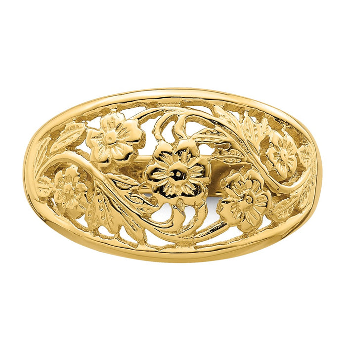 High-Quality 14K Gold Floral Dome Ring - Stylish Design, Affordable Luxury-4