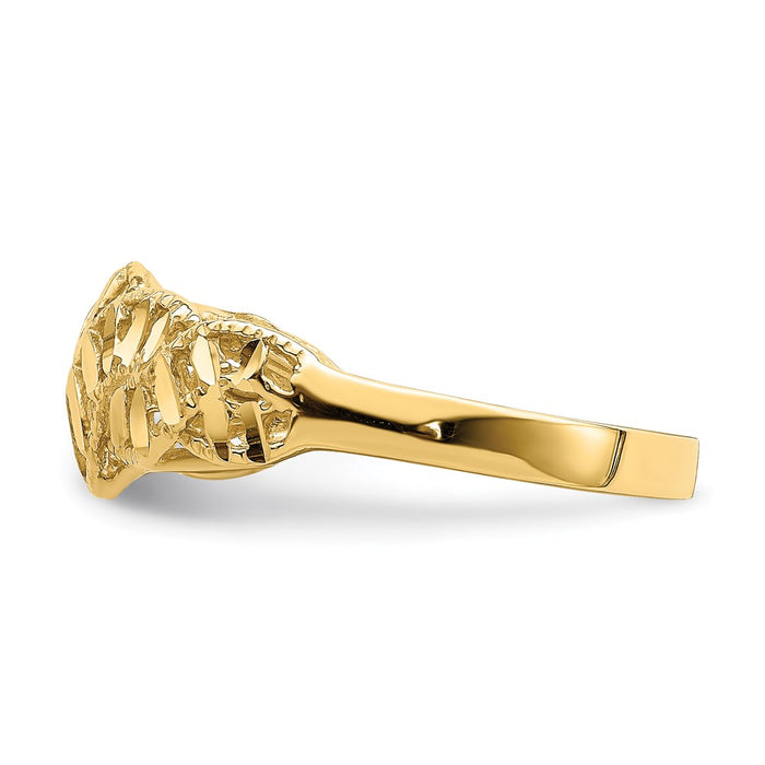 Buy Stylish 14K Gold Diamond-Cut Dome Ring - Exclusive Vine and Leaf Design-3