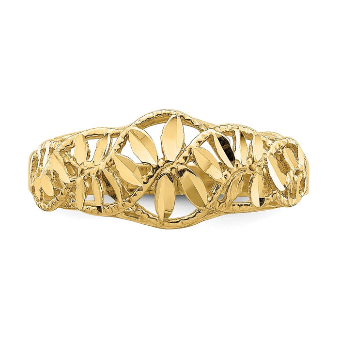 Buy Stylish 14K Gold Diamond-Cut Dome Ring - Exclusive Vine and Leaf Design-5