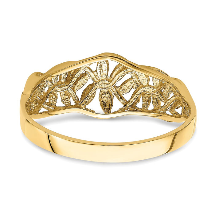 Buy Stylish 14K Gold Diamond-Cut Dome Ring - Exclusive Vine and Leaf Design-6