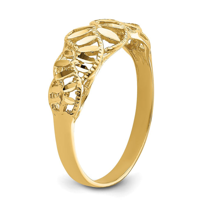 Buy Stylish 14K Gold Diamond-Cut Dome Ring - Exclusive Vine and Leaf Design-7
