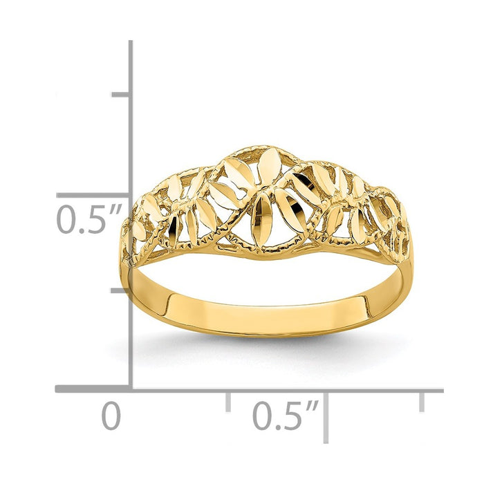 Buy Stylish 14K Gold Diamond-Cut Dome Ring - Exclusive Vine and Leaf Design-4