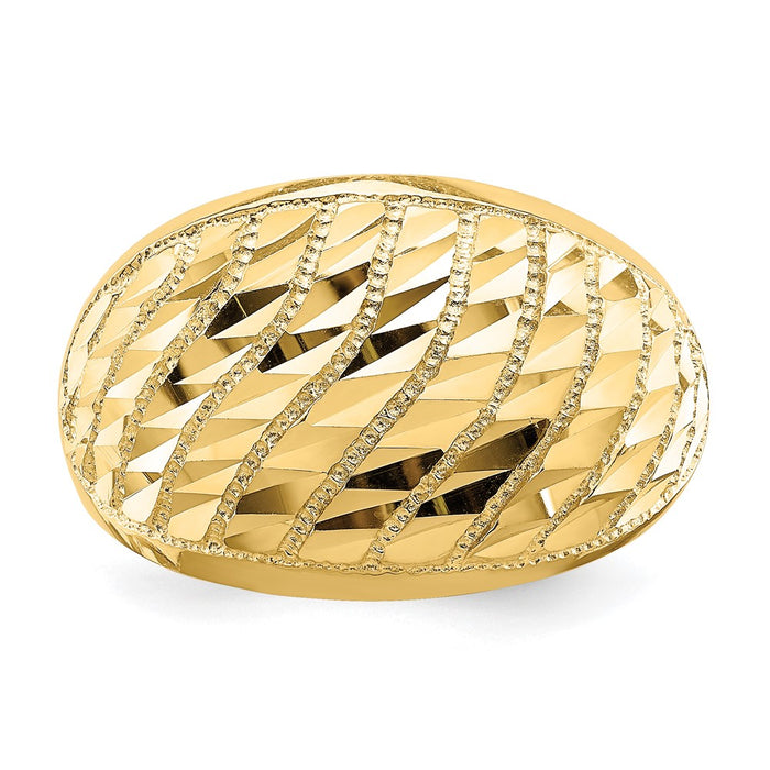 Shop Stylish 14K Gold Diamond-Cut Lattice Dome Ring - Affordable Luxury Design-5