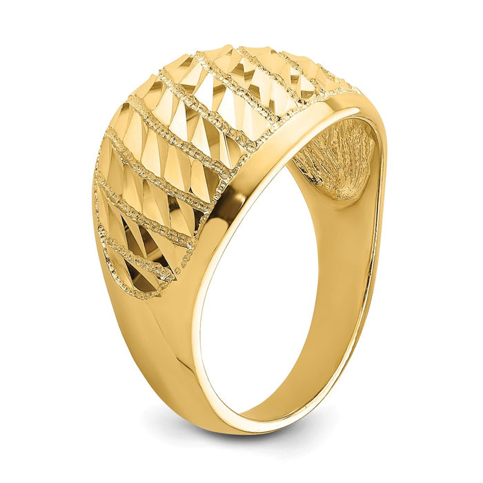 Shop Stylish 14K Gold Diamond-Cut Lattice Dome Ring - Affordable Luxury Design-7