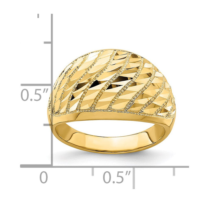 Shop Stylish 14K Gold Diamond-Cut Lattice Dome Ring - Affordable Luxury Design-4