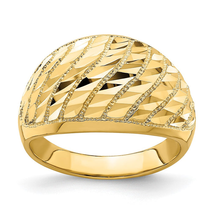 Shop Stylish 14K Gold Diamond-Cut Lattice Dome Ring - Affordable Luxury Design-1